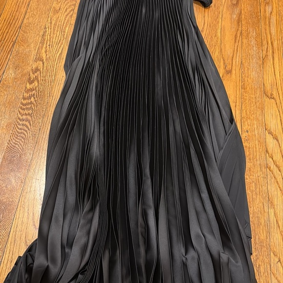 Theory vinessi belsay assymetrical ribbed maxi dress black size S pleated - Picture 5 of 7